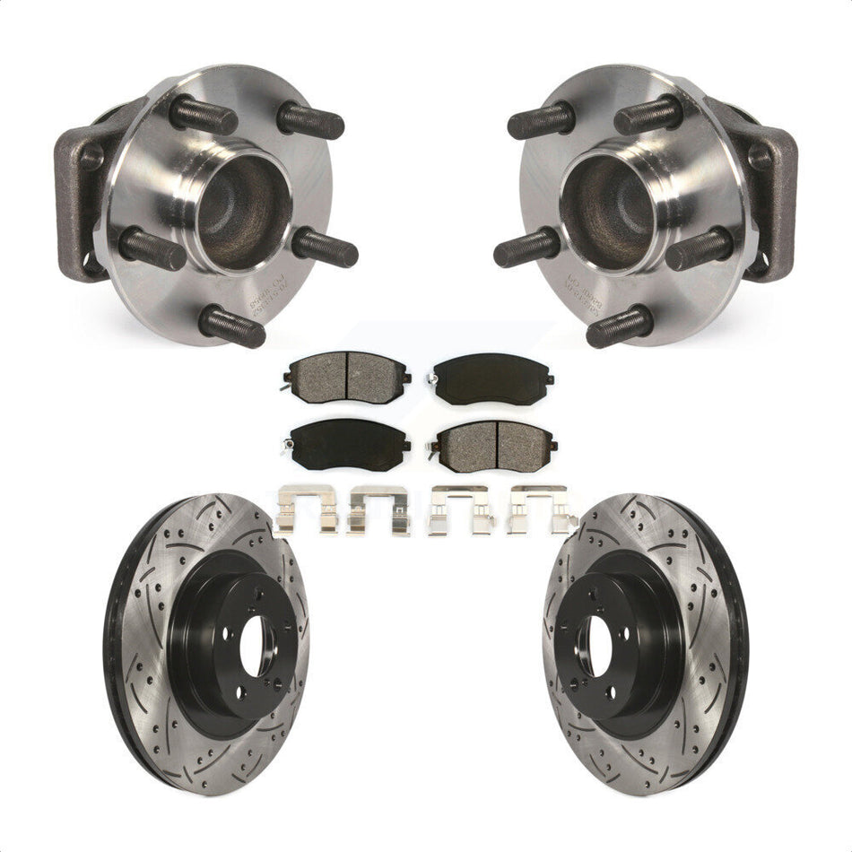 Front Hub Bearing Assembly With Coated Drilled Slotted Disc Brake Rotors And Semi-Metallic Pads Kit For Scion FR-S Subaru BRZ Toyota 86 KBB-103167