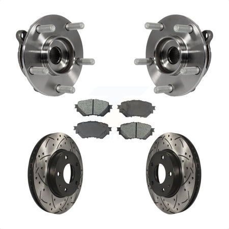 Front Hub Bearing Assembly Coated Drilled Slotted Brake Rotor & Pad Kit For Mazda 3 Sport KBB-103171
