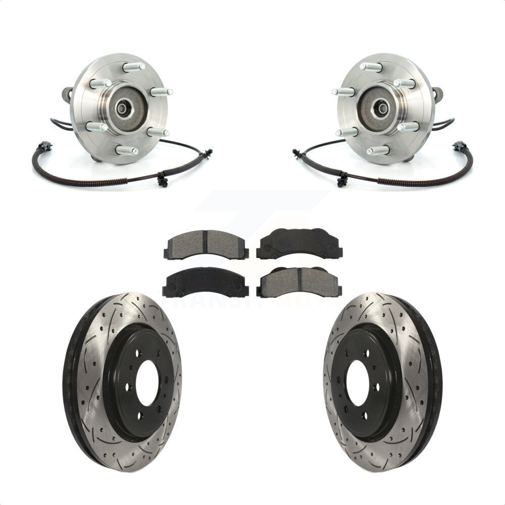Front Hub Bearing Coated Drill Slot Brake Rotor Pad Kit For Ford F-150 Expedition Lincoln KBB-103224