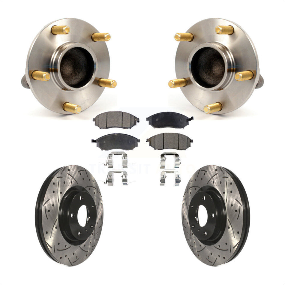 Front Hub Bearing Assembly With Coated Drilled Slotted Disc Brake Rotors And Ceramic Pads Kit For Infiniti G35 Nissan 350Z INFINITI KBB-103297
