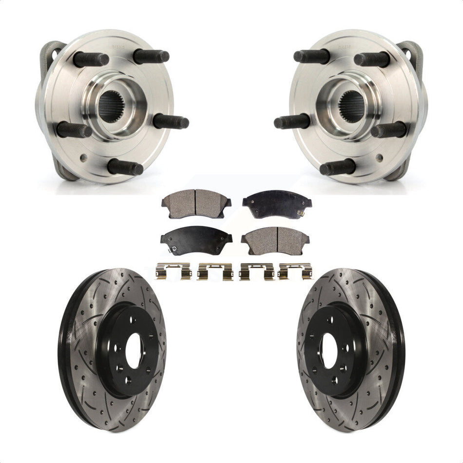 Front Hub Bearing Assembly With Coated Drilled Slotted Disc Brake Rotors And Ceramic Pads Kit For Chevrolet Cruze Limited KBB-103339