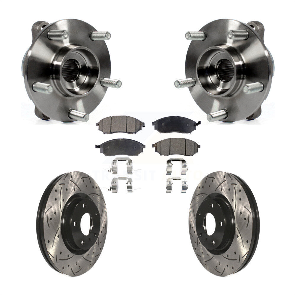 Front Hub Bearing Drill Slot Brake Rotor Pads Kit For INFINITI G37 EX35 G35 QX50 QX70 M35 KBB-103355