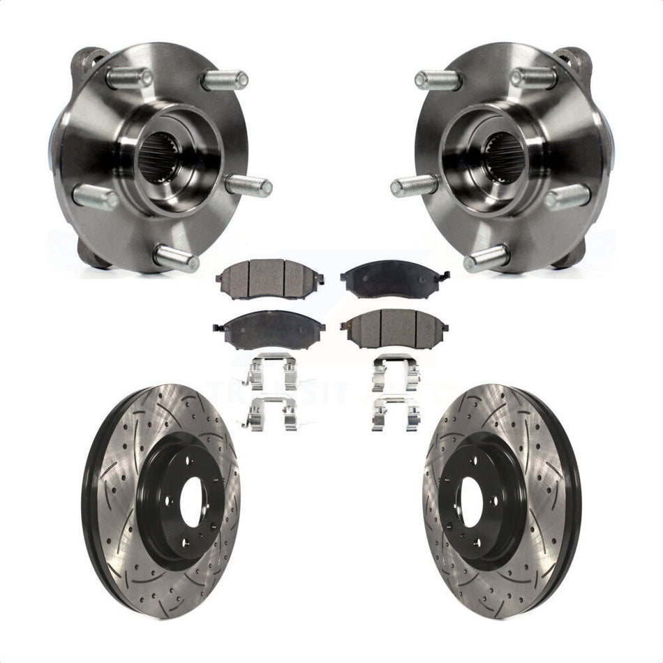 Front Hub Bearing Drill Slot Brake Rotor Pads Kit For INFINITI G37 EX35 G35 QX50 QX70 M35 KBB-103355