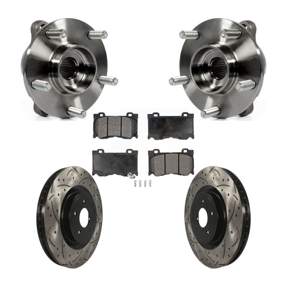 Front Hub Bearing Drilled Slot Brake Rotor Pad Kit For INFINITI Q50 Q60 M37 FX50 QX70 Q70 KBB-103356