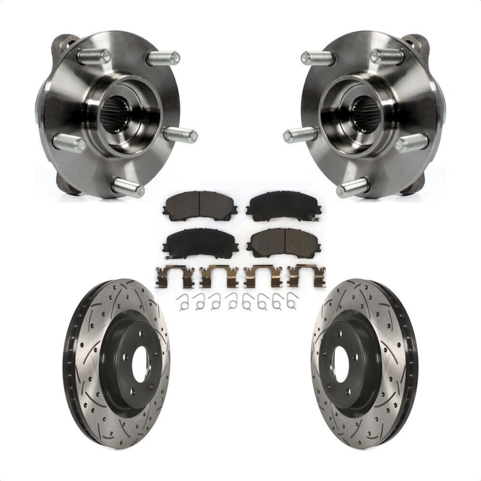 Front Hub Bearing Assembly Drilled Slot Brake Rotor Pad Kit For INFINITI Q50 QX50 Q60 AWD KBB-103357