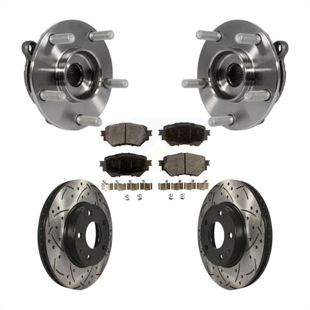 Front Hub Bearing Assembly Coated Drilled Slotted Brake Rotor & Pad Kit For Mazda 3 Sport KBB-103374
