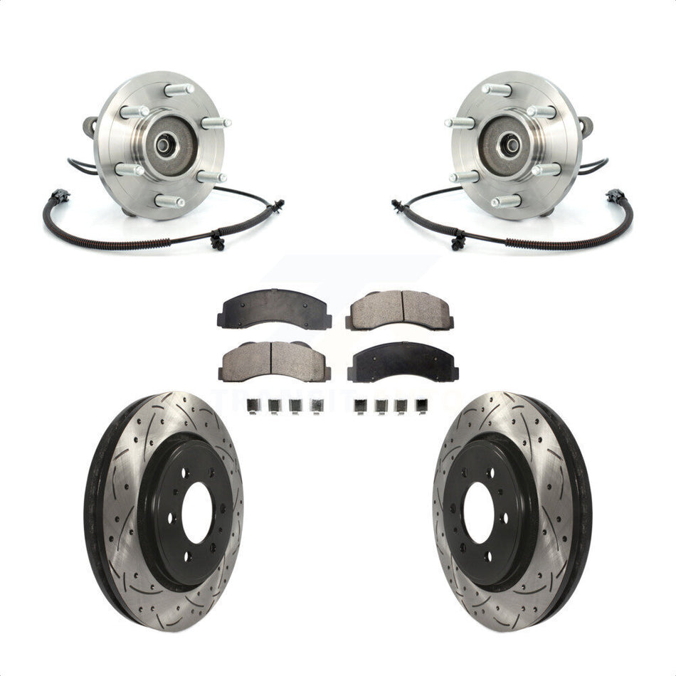 Front Hub Bearing Coated Drill Slot Brake Rotor Pad Kit For Ford F-150 Expedition Lincoln KBB-103427