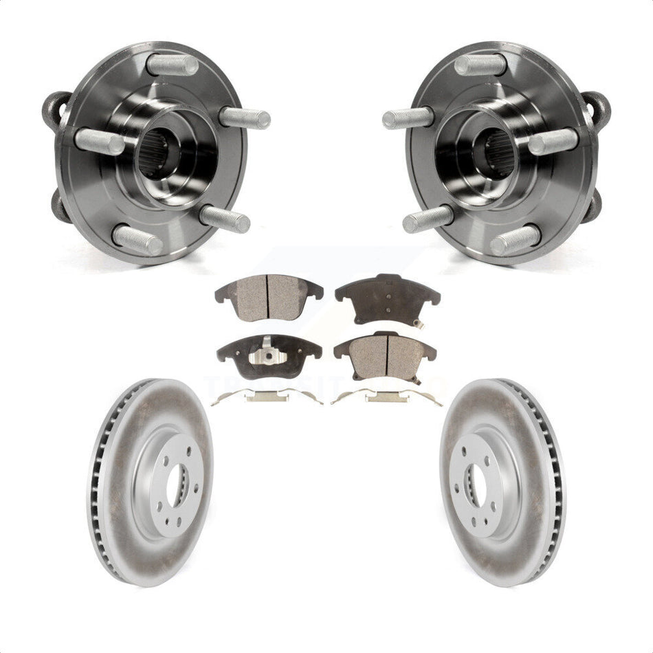 Front Hub Bearing Assembly With Coated Disc Brake Rotors And Semi-Metallic Pads Kit For Ford Fusion Lincoln MKZ KBB-103457