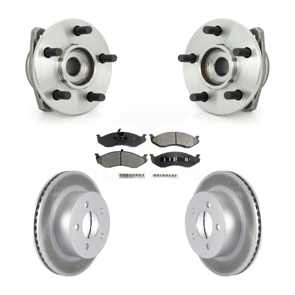 Front Hub Bearing Assembly With Coated Disc Brake Rotors And Semi-Metallic Pads Kit For Jeep Grand Wagoneer TJ KBB-103471