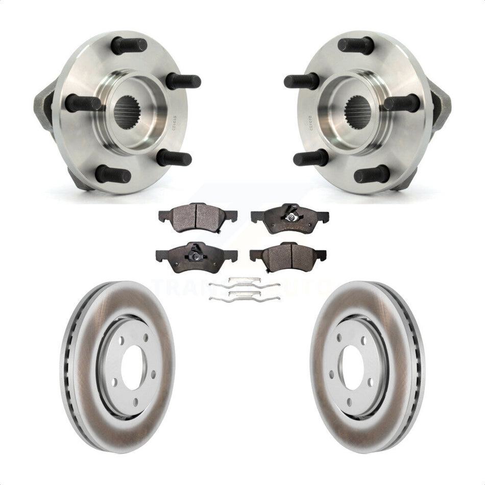 Front Hub Bearing Assembly With Coated Disc Brake Rotors And Semi-Metallic Pads Kit For Dodge Caravan Chrysler Voyager KBB-103491