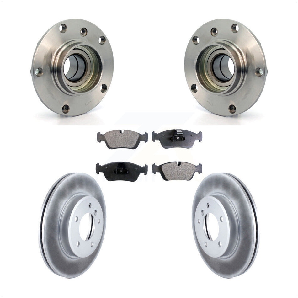 Front Hub Bearing Assembly With Coated Disc Brake Rotors And Semi-Metallic Pads Kit For BMW 325i Z4 325Ci Z3 323i 328i 323Ci 328Ci 320i KBB-103496
