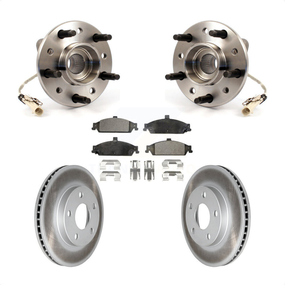 Front Hub Bearing Assembly With Coated Disc Brake Rotors And Semi-Metallic Pads Kit For Chevrolet Pontiac Grand Am Malibu Oldsmobile Alero Classic Cutlass KBB-103498