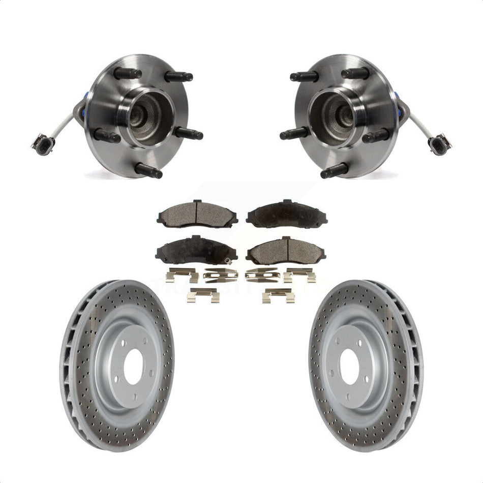 Front Hub Bearing Assembly With Coated Disc Brake Rotors And Semi-Metallic Pads Kit For Chevrolet Corvette Cadillac XLR KBB-103500