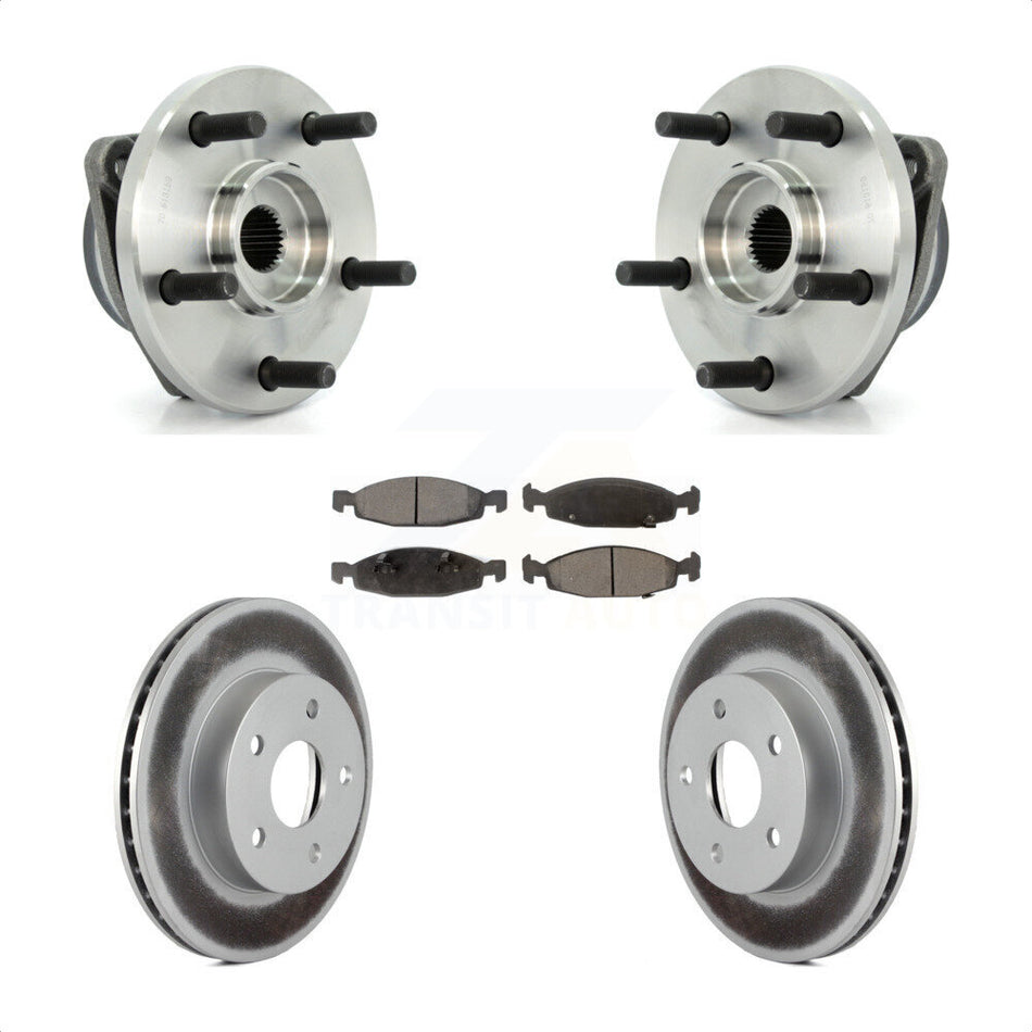 Front Hub Bearing Assembly With Coated Disc Brake Rotors And Semi-Metallic Pads Kit For 1999-2002 Jeep Grand Cherokee Teves & ATE Caliper KBB-103504