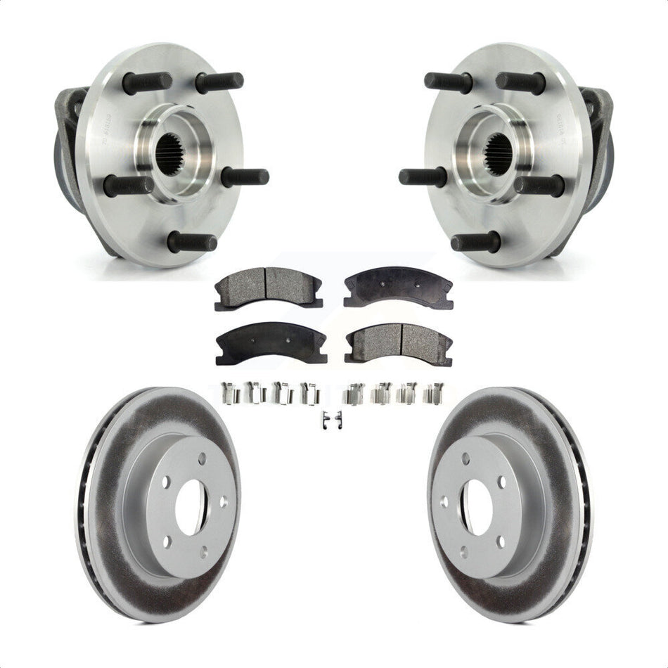 Front Hub Bearing Assembly With Coated Disc Brake Rotors And Semi-Metallic Pads Kit For Jeep Grand Cherokee KBB-103505