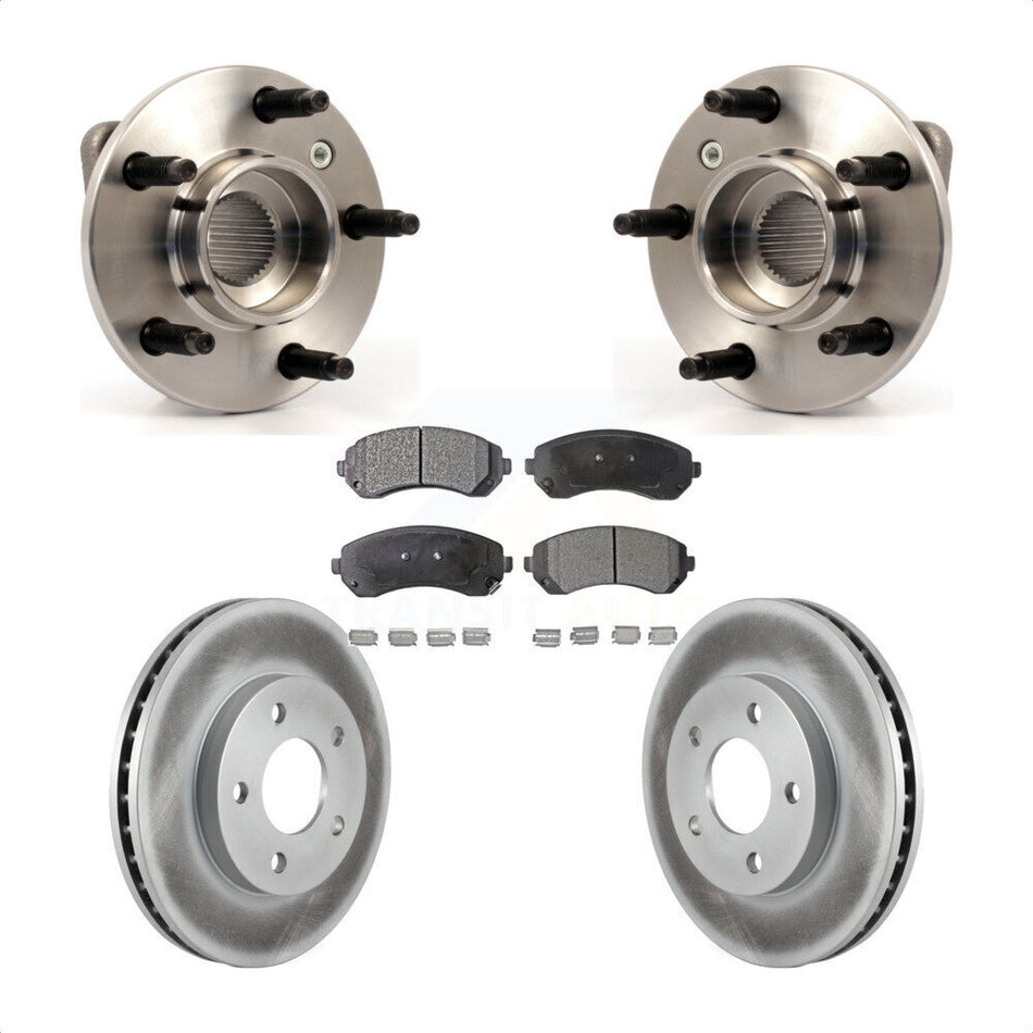 Front Hub Bearing Assembly With Coated Disc Brake Rotors And Semi-Metallic Pads Kit For Buick Rendezvous Pontiac Aztek KBB-103508