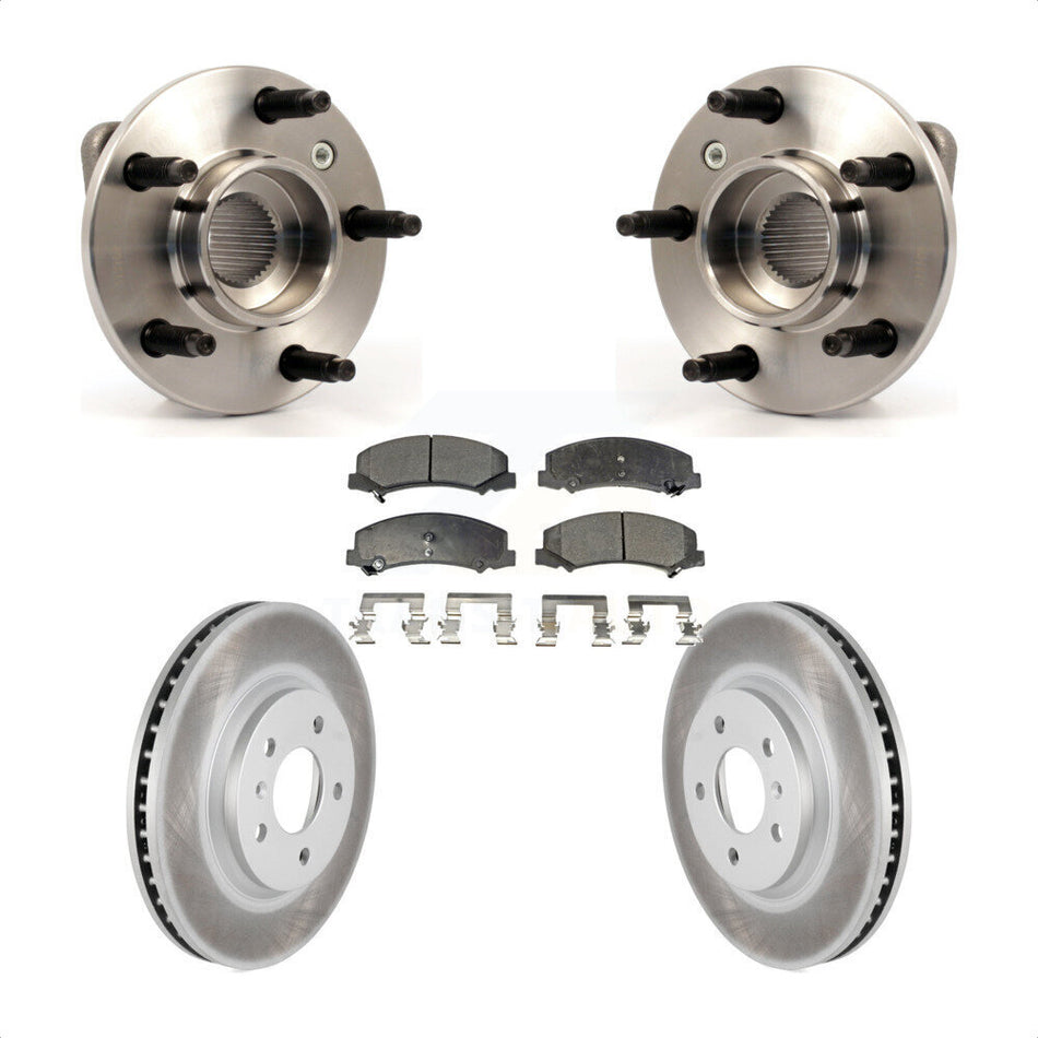 Front Hub Bearing Assembly With Coated Disc Brake Rotors And Semi-Metallic Pads Kit For Chevrolet Impala Monte Carlo Non-ABS KBB-103511