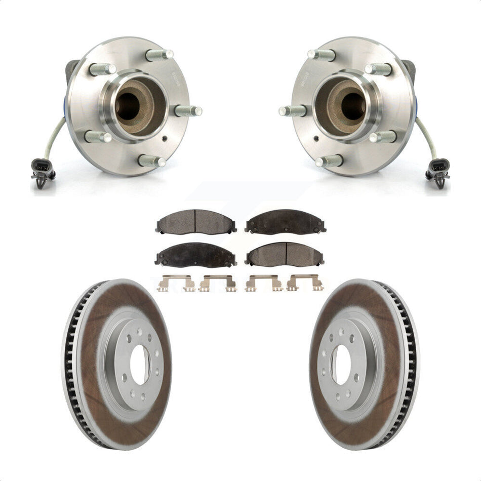 Front Hub Bearing Assembly With Coated Disc Brake Rotors And Semi-Metallic Pads Kit For Cadillac CTS Standard Suspension KBB-103513