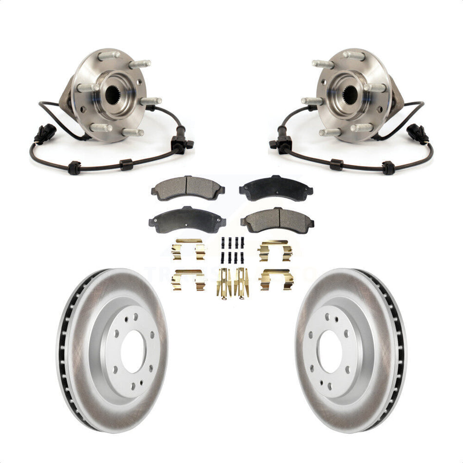 Front Hub Bearing Assembly With Coated Disc Brake Rotors And Semi-Metallic Pads Kit For Chevrolet Trailblazer GMC Envoy Buick Rainier Oldsmobile Bravada Isuzu Ascender KBB-103514