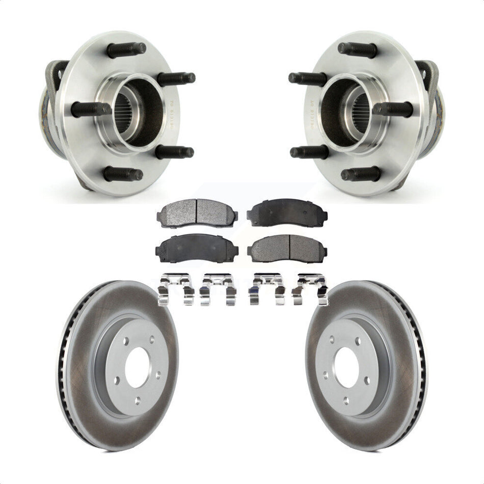 Front Hub Bearing Assembly With Coated Disc Brake Rotors And Semi-Metallic Pads Kit For Saturn Vue Chevrolet Equinox Pontiac Torrent Non-ABS KBB-103519