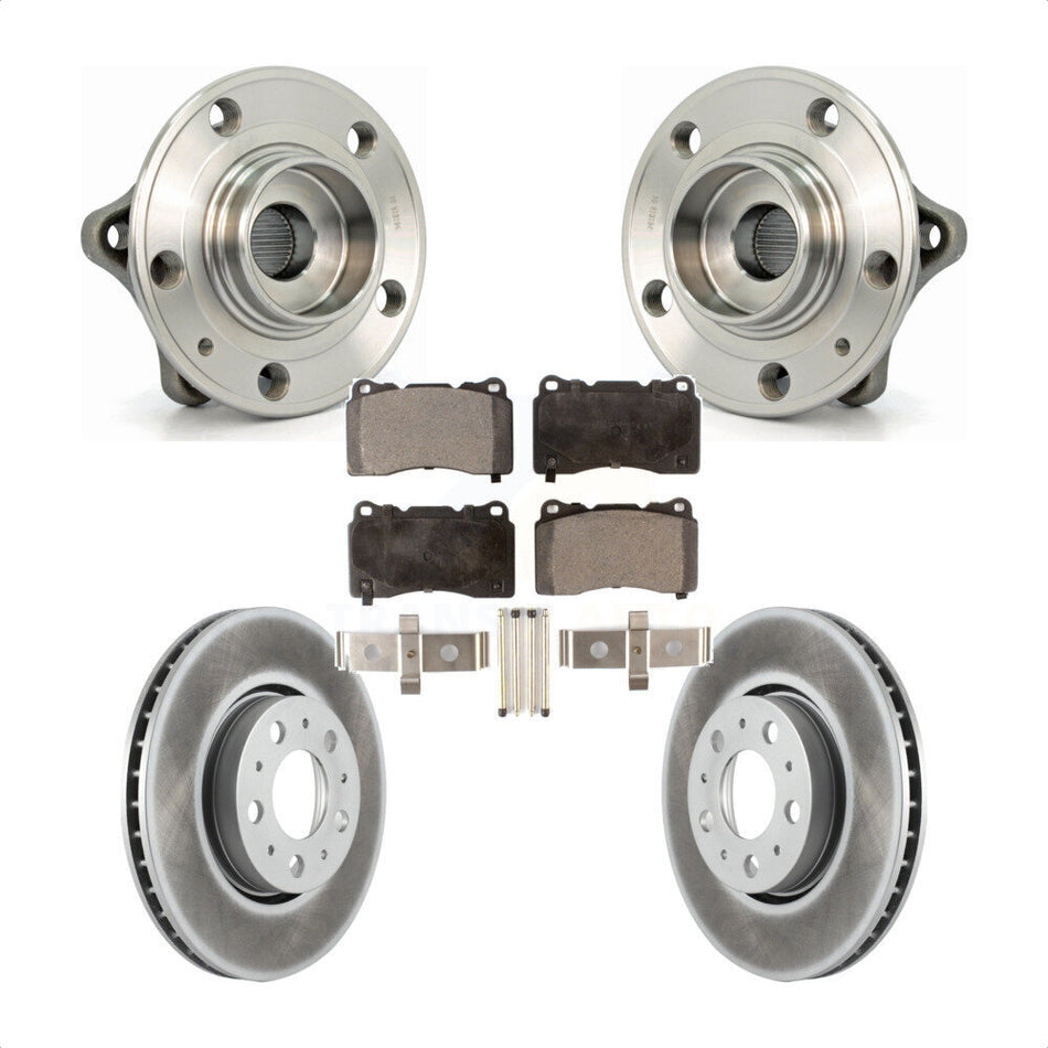 Front Hub Bearing Assembly With Coated Disc Brake Rotors And Semi-Metallic Pads Kit For 2005-2007 Volvo V70 R 286mm Diameter Rotor KBB-103523