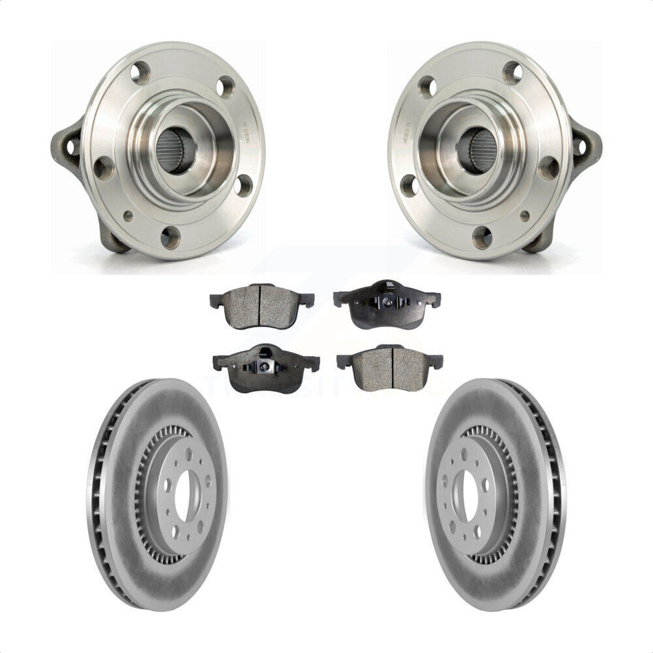 Front Hub Bearing Assembly With Coated Disc Brake Rotors And Semi-Metallic Pads Kit For Volvo S60 V70 XC70 S80 KBB-103526