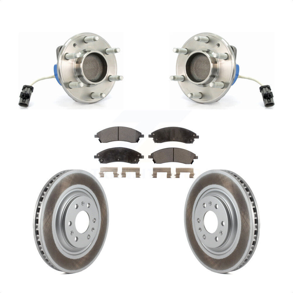 Front Hub Bearing Assembly With Coated Disc Brake Rotors And Semi-Metallic Pads Kit For 2004-2009 Cadillac SRX RWD KBB-103528