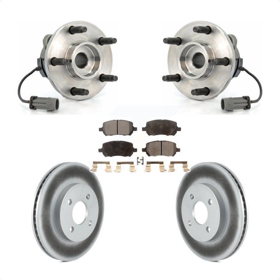 Front Hub Bearing Assembly With Coated Disc Brake Rotors And Semi-Metallic Pads Kit For Saturn Ion Pontiac Pursuit 5 Lug Wheels KBB-103536