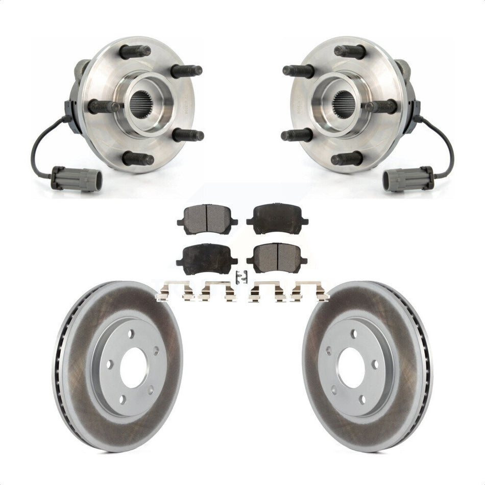 Front Hub Bearing Assembly With Coated Disc Brake Rotors And Semi-Metallic Pads Kit For Chevrolet HHR KBB-103538