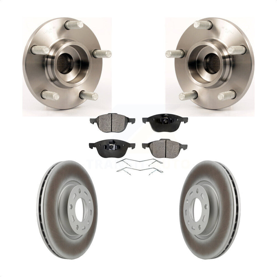 Front Hub Bearing Assembly With Coated Disc Brake Rotors And Semi-Metallic Pads Kit For Mazda 3 2.3L KBB-103543