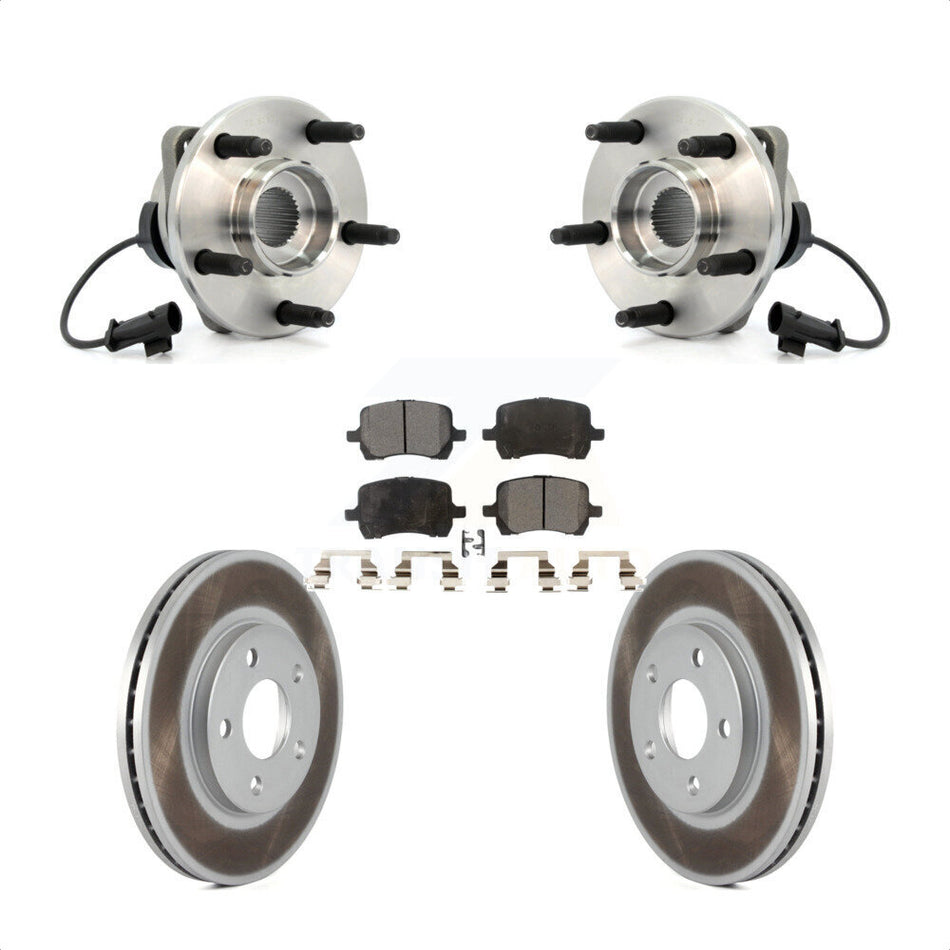 Front Hub Bearing Assembly With Coated Disc Brake Rotors And Semi-Metallic Pads Kit For Chevrolet Malibu Pontiac G6 KBB-103548