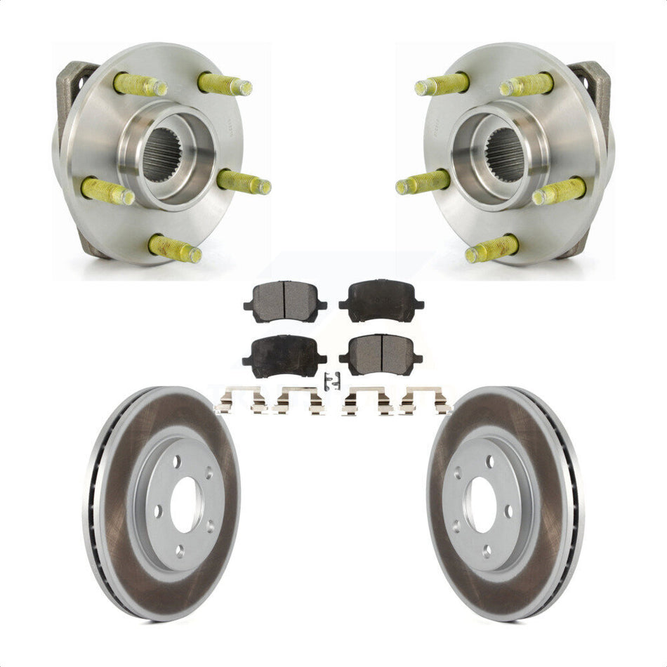 Front Hub Bearing Assembly With Coated Disc Brake Rotors And Semi-Metallic Pads Kit For Pontiac G6 Chevrolet Malibu KBB-103552