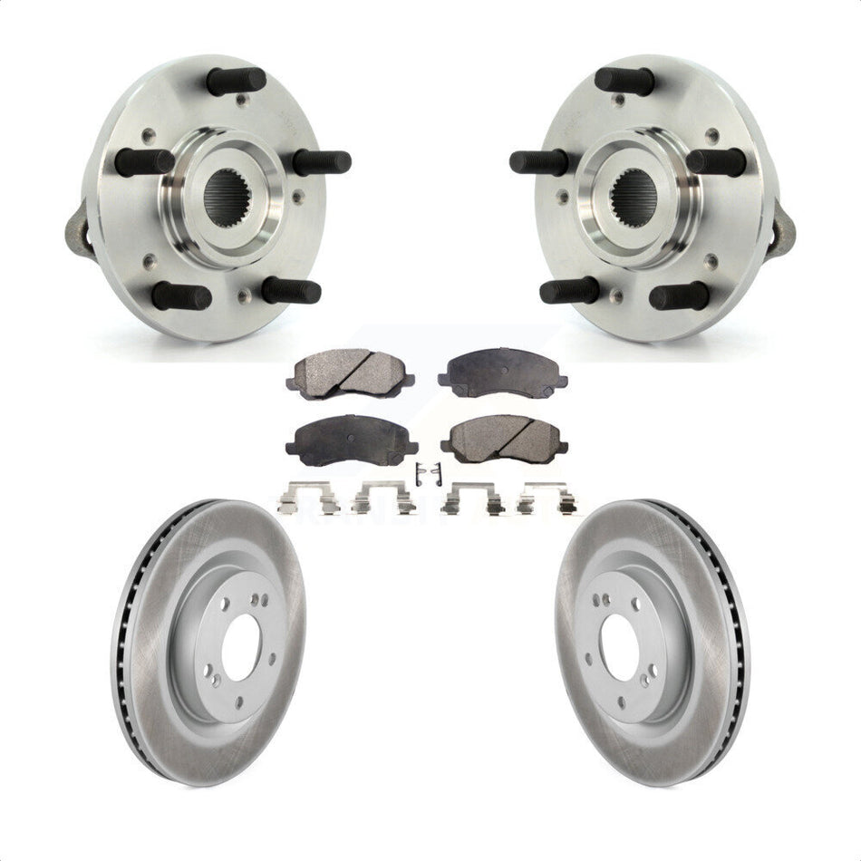 Front Hub Bearing Assembly With Coated Disc Brake Rotors And Semi-Metallic Pads Kit For Mitsubishi Galant Eclipse KBB-103554