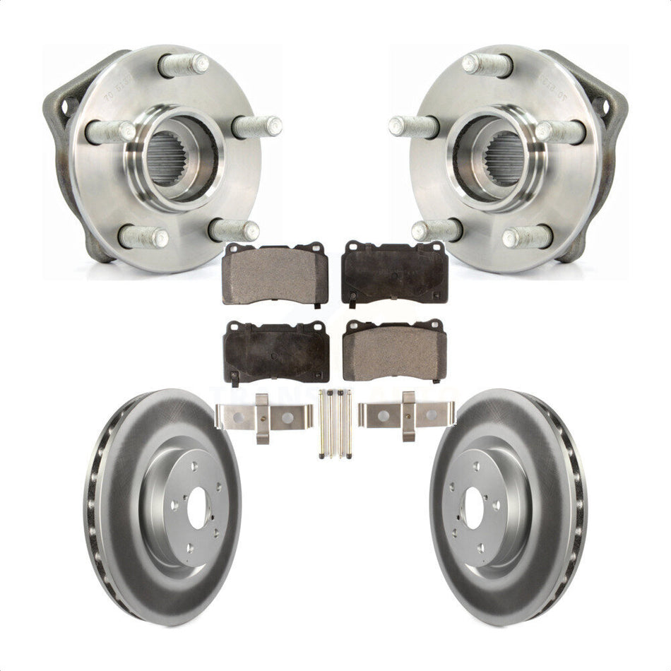Front Hub Bearing Assembly With Coated Disc Brake Rotors And Semi-Metallic Pads Kit For 2014 Subaru WRX Limited Base KBB-103560