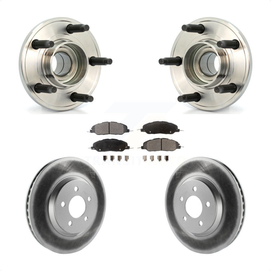 Front Hub Bearing Assembly With Coated Disc Brake Rotors And Semi-Metallic Pads Kit For Ford Mustang KBB-103565
