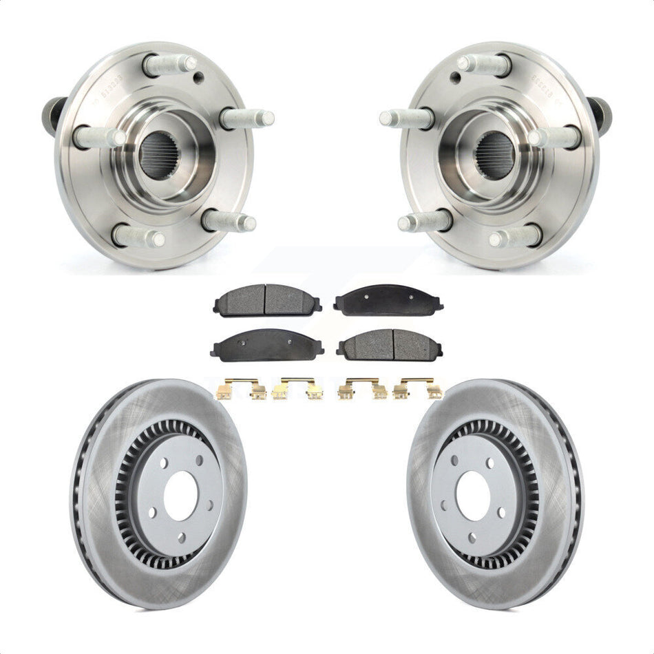 Front Hub Bearing Assembly With Coated Disc Brake Rotors And Semi-Metallic Pads Kit For Ford Five Hundred Freestyle Taurus Mercury Montego X Sable KBB-103569