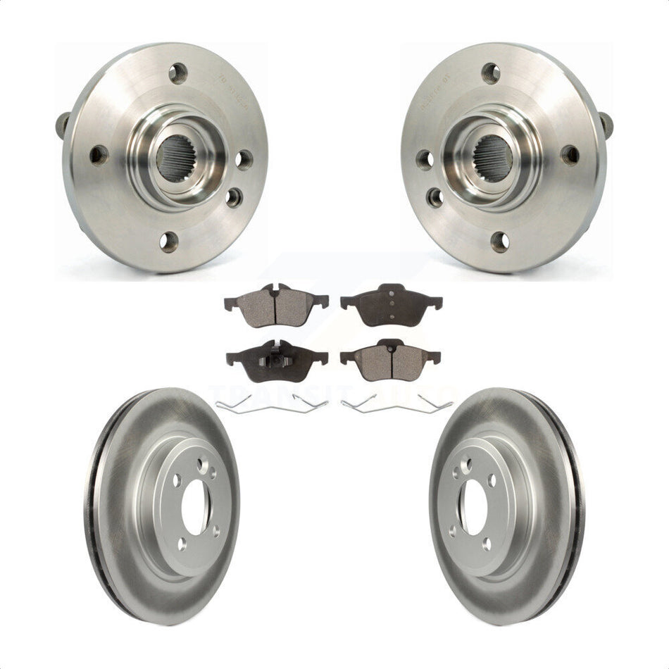 Front Hub Bearing Assembly With Coated Disc Brake Rotors And Semi-Metallic Pads Kit For 2002-2006 Mini Cooper 276mm Diameter Rotor KBB-103576