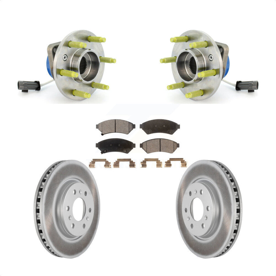 Front Hub Bearing Assembly With Coated Disc Brake Rotors And Semi-Metallic Pads Kit For Chevrolet Uplander Buick Terraza Pontiac Montana Saturn Relay KBB-103582