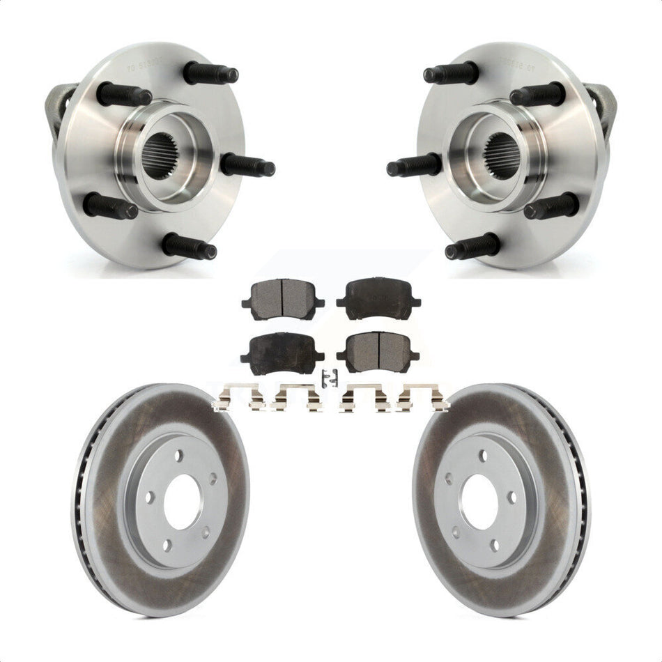 Front Hub Bearing Assembly With Coated Disc Brake Rotors And Semi-Metallic Pads Kit For Chevrolet HHR KBB-103583