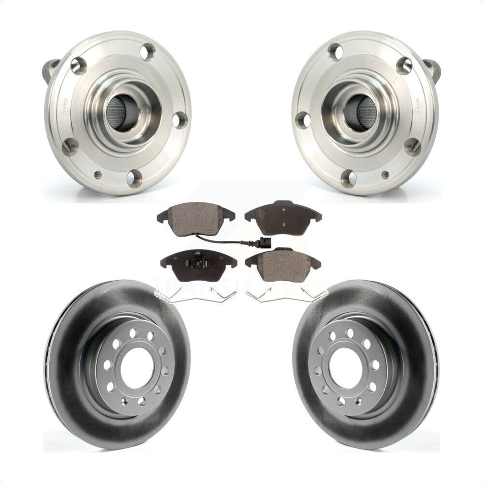 Front Hub Bearing Assembly With Coated Disc Brake Rotors And Semi-Metallic Pads Kit For Volkswagen GTI Audi A3 Quattro 280mm Diameter Rotor KBB-103591