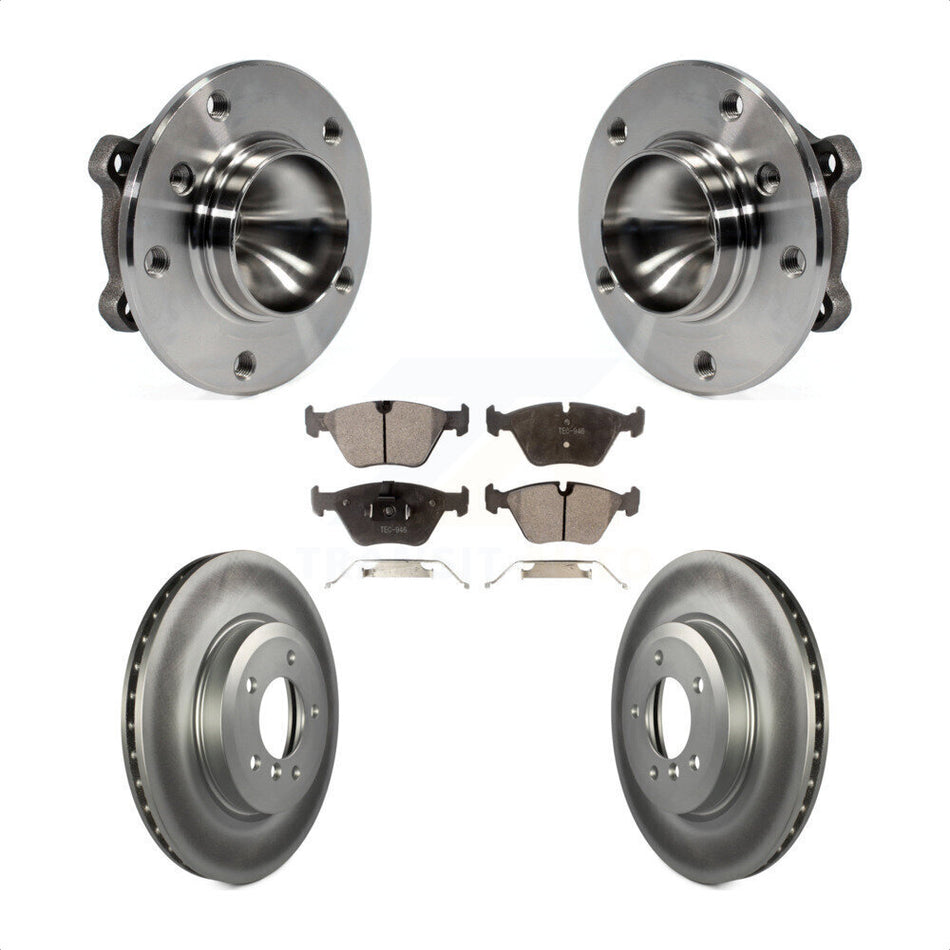 Front Hub Bearing Assembly With Coated Disc Brake Rotors And Semi-Metallic Pads Kit For 2006 BMW 330Ci KBB-103594