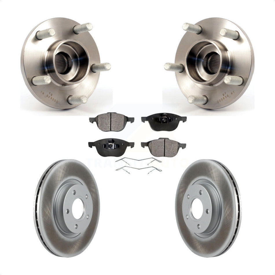Front Hub Bearing Assembly With Coated Disc Brake Rotors And Semi-Metallic Pads Kit For Volvo S40 C70 C30 V50 KBB-103604