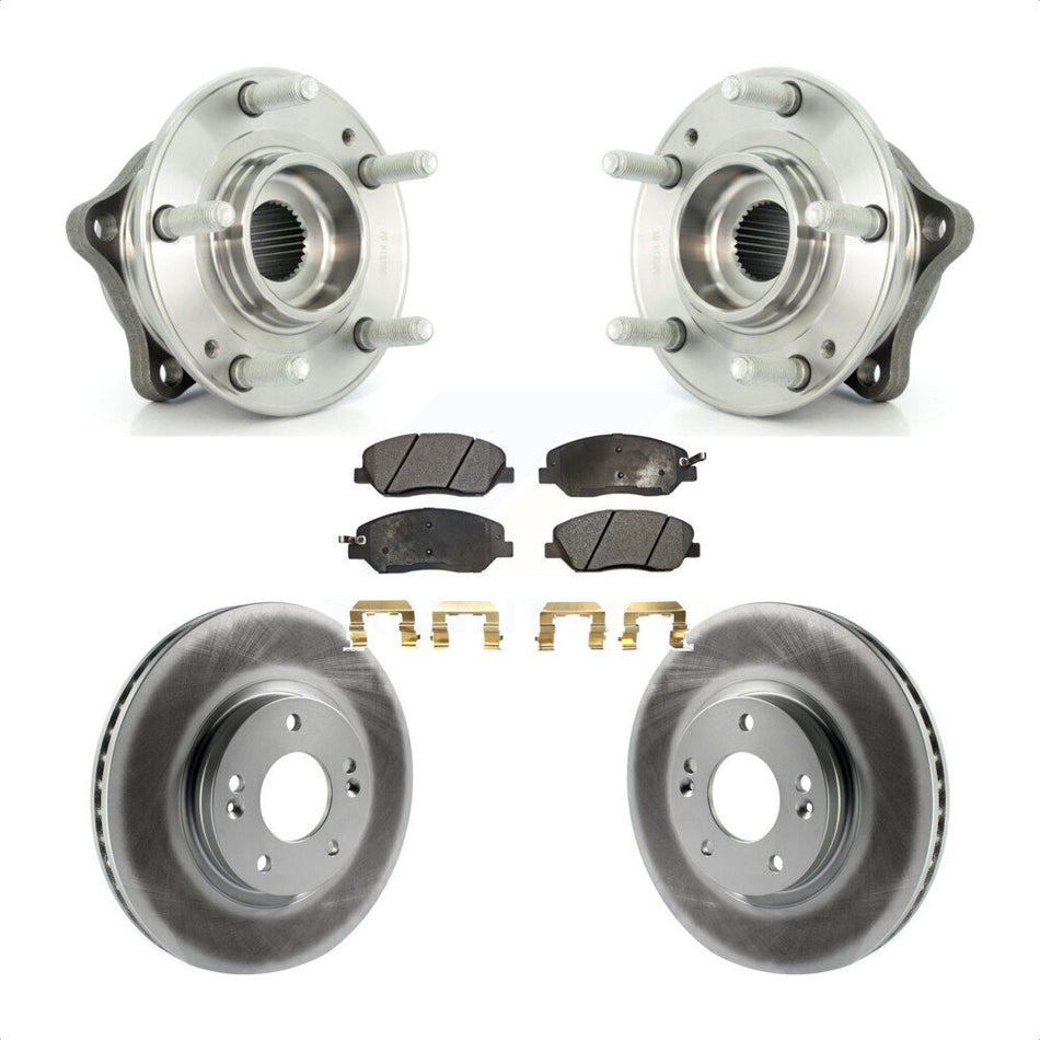 Front Hub Bearing Assembly With Coated Disc Brake Rotors And Semi-Metallic Pads Kit For 2007-2009 Hyundai Santa Fe KBB-103622
