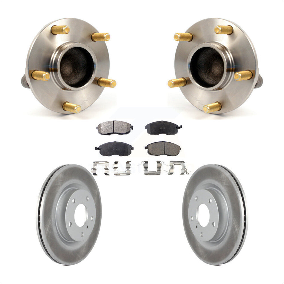 Front Hub Bearing Assembly With Coated Disc Brake Rotors And Semi-Metallic Pads Kit For Infiniti G35 Nissan 350Z INFINITI Without Brembo Brakes KBB-103628