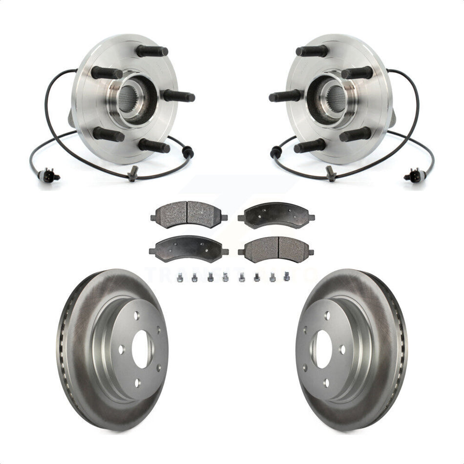 Front Hub Bearing Assembly With Coated Disc Brake Rotors And Semi-Metallic Pads Kit For 2007-2009 Dodge Durango Chrysler Aspen KBB-103631