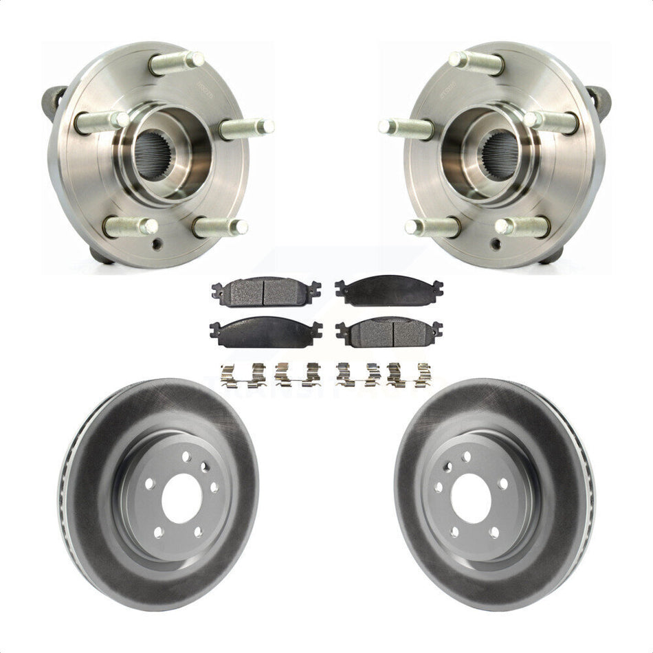 Front Hub Bearing Assembly With Coated Disc Brake Rotors And Semi-Metallic Pads Kit For 2009-2010 Lincoln MKS KBB-103640