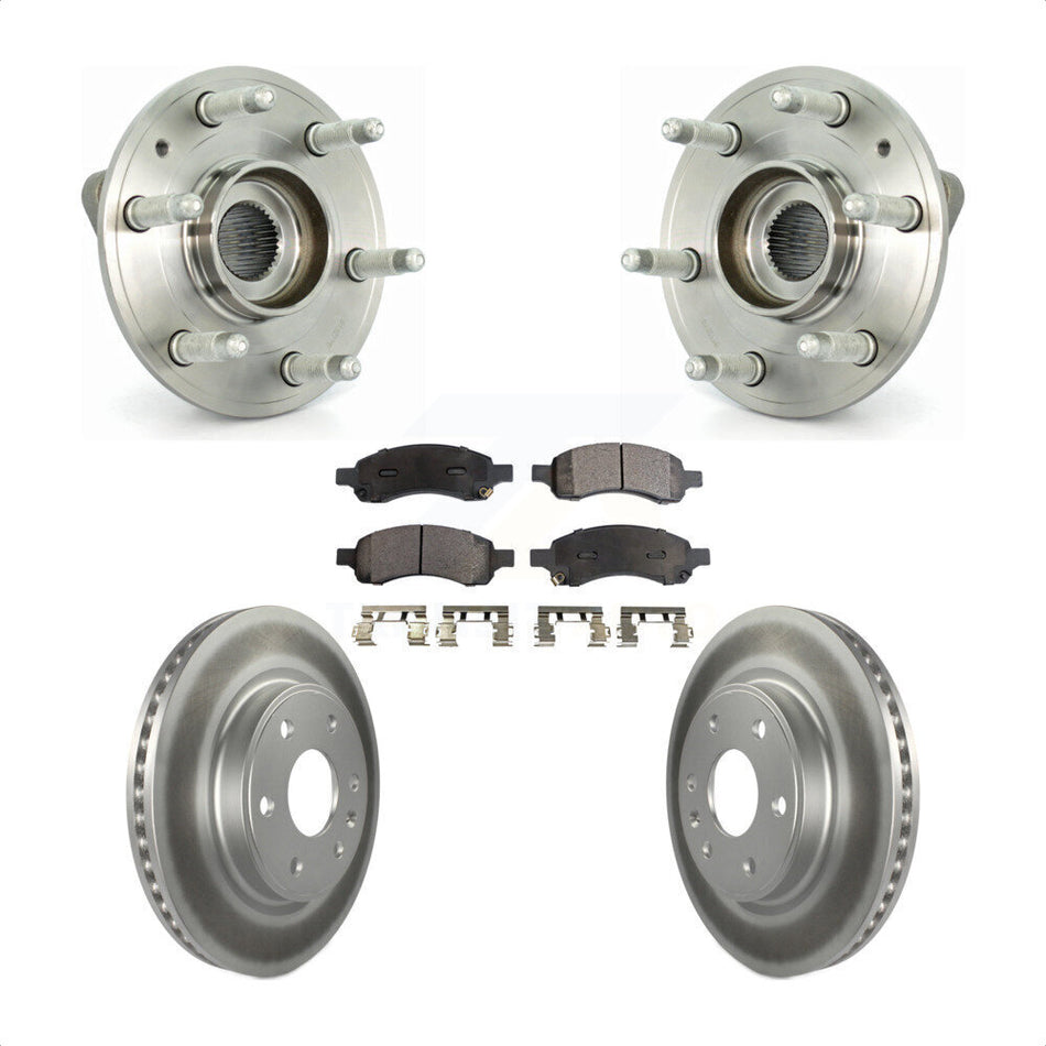 Front Hub Bearing Assembly With Coated Disc Brake Rotors And Semi-Metallic Pads Kit For Chevrolet Traverse GMC Acadia Buick Enclave Saturn Outlook Limited KBB-103644