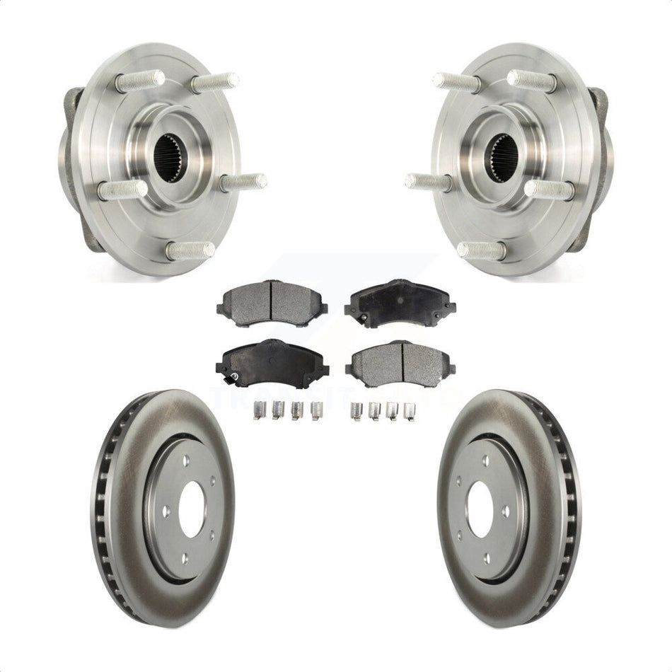 Front Hub Bearing Assembly With Coated Disc Brake Rotors And Semi-Metallic Pads Kit For Dodge Journey KBB-103654