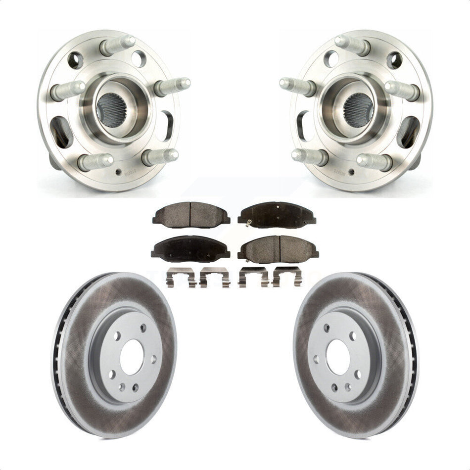 Front Hub Bearing Assembly With Coated Disc Brake Rotors And Semi-Metallic Pads Kit For Cadillac CTS Without Heavy Duty Brakes KBB-103659