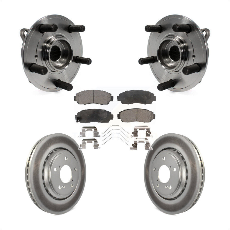 Front Hub Bearing Assembly With Coated Disc Brake Rotors And Semi-Metallic Pads Kit For 2015-2017 Honda Odyssey KBB-103667